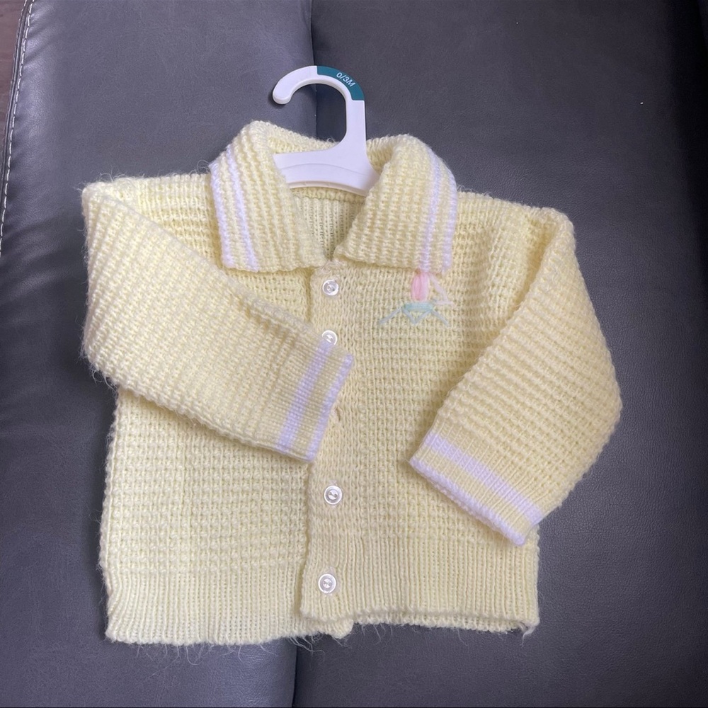 Vintage Yellow Knit Kids Cardigan